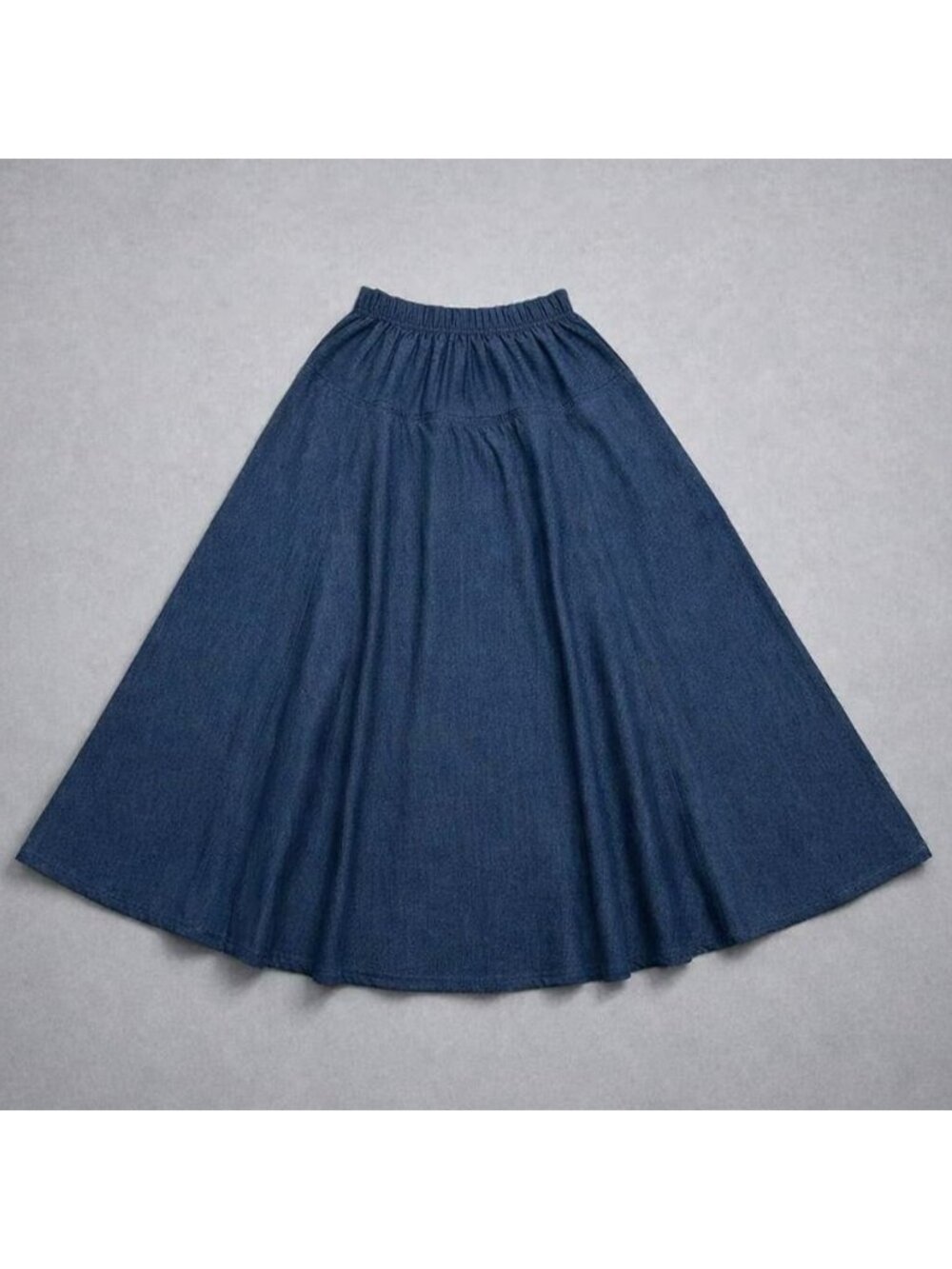 Baby O Girls XL Blue Denim Tiered Maxi Skirt – Elastic Waist Made in USA western